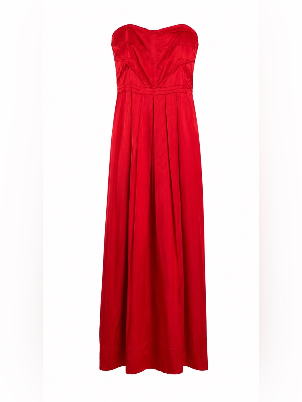 Gianni Bini Red Silk Strapless Maxi Gown Formal‎ Evening Dress Size 8